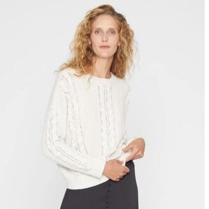 Club Monaco Woven Detail Sweater Ivory‎ Large